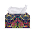 Colorful Boho Paisley Pattern Print Leather Tissue Box Cover
