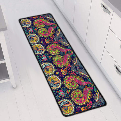 Colorful Boho Paisley Pattern Print Long Kitchen Mat