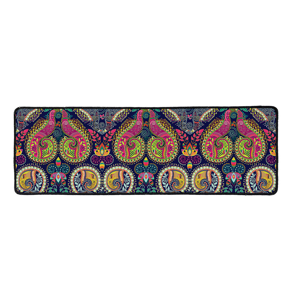 Colorful Boho Paisley Pattern Print Long Kitchen Mat