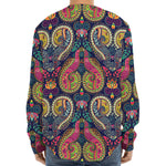 Colorful Boho Paisley Pattern Print Long Sleeve Baseball Jersey