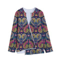 Colorful Boho Paisley Pattern Print Long Sleeve Short Coat