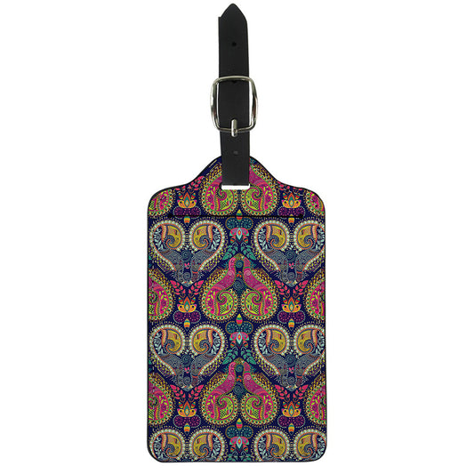 Colorful Boho Paisley Pattern Print Luggage Tag