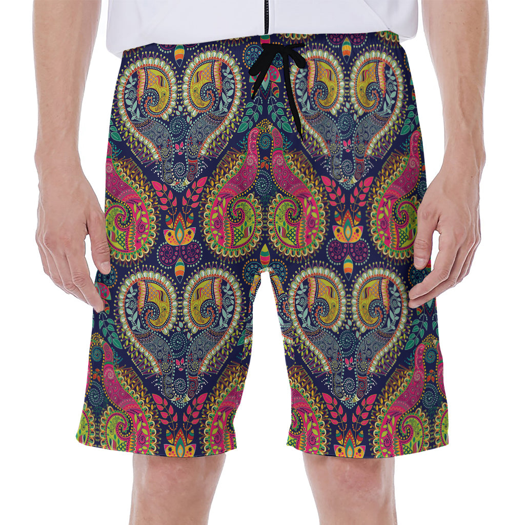 Colorful Boho Paisley Pattern Print Men's Beach Shorts