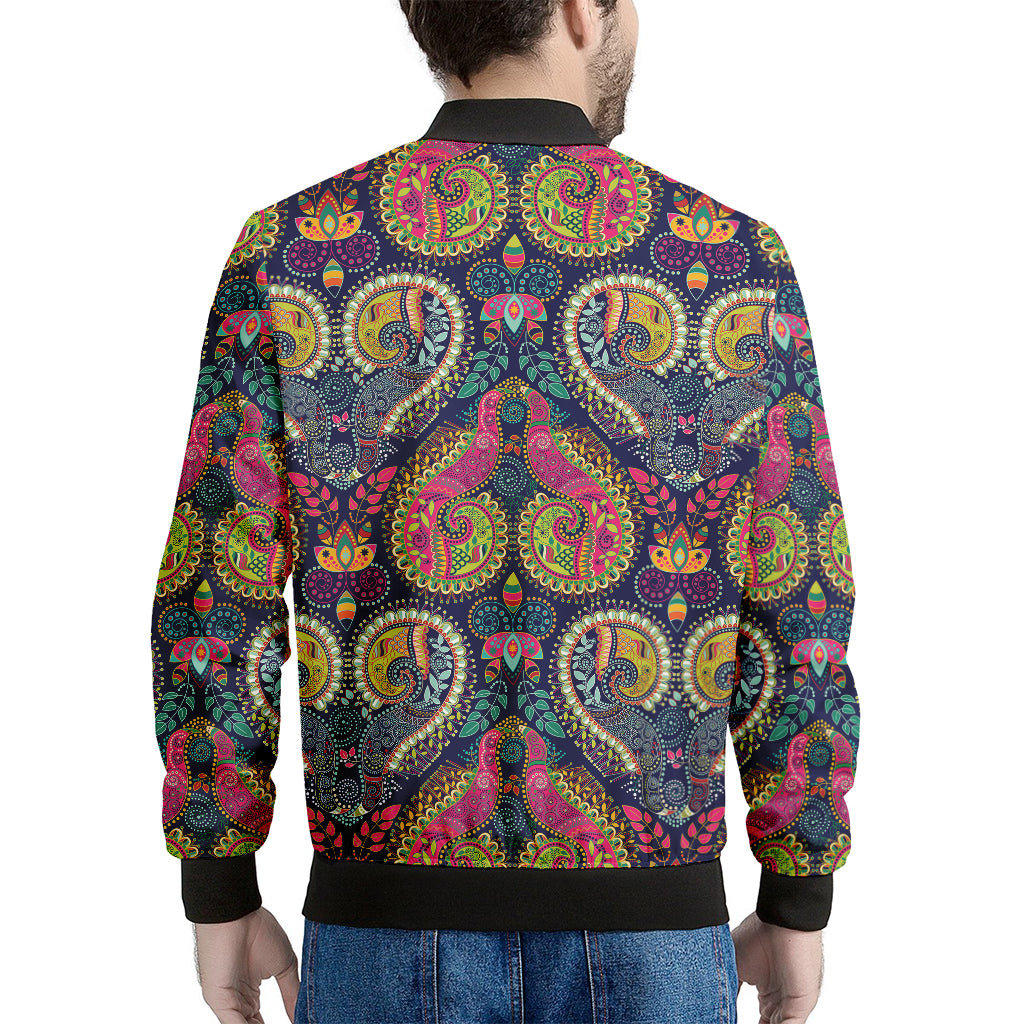 Colorful Boho Paisley Pattern Print Men's Bomber Jacket