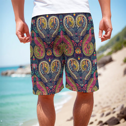 Colorful Boho Paisley Pattern Print Men's Cargo Shorts
