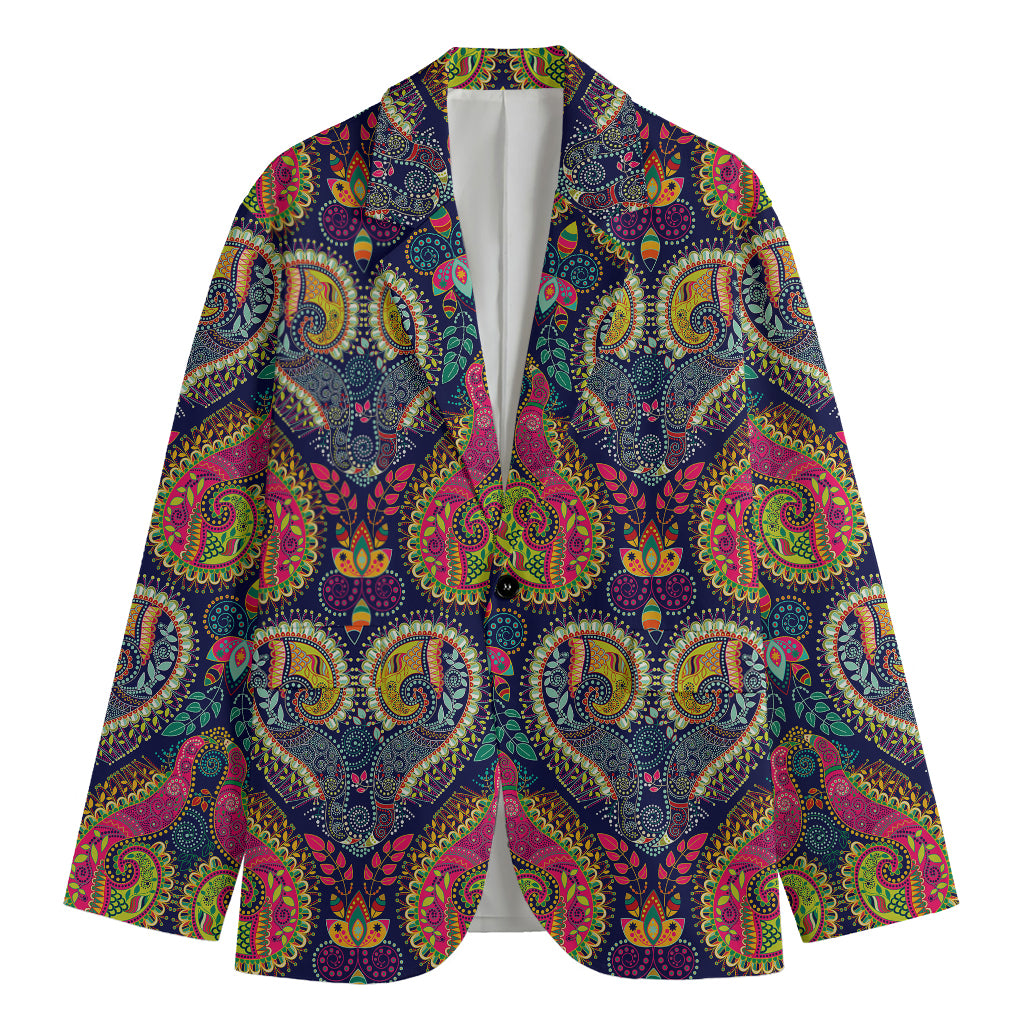 Colorful Boho Paisley Pattern Print Men's Cotton Blazer