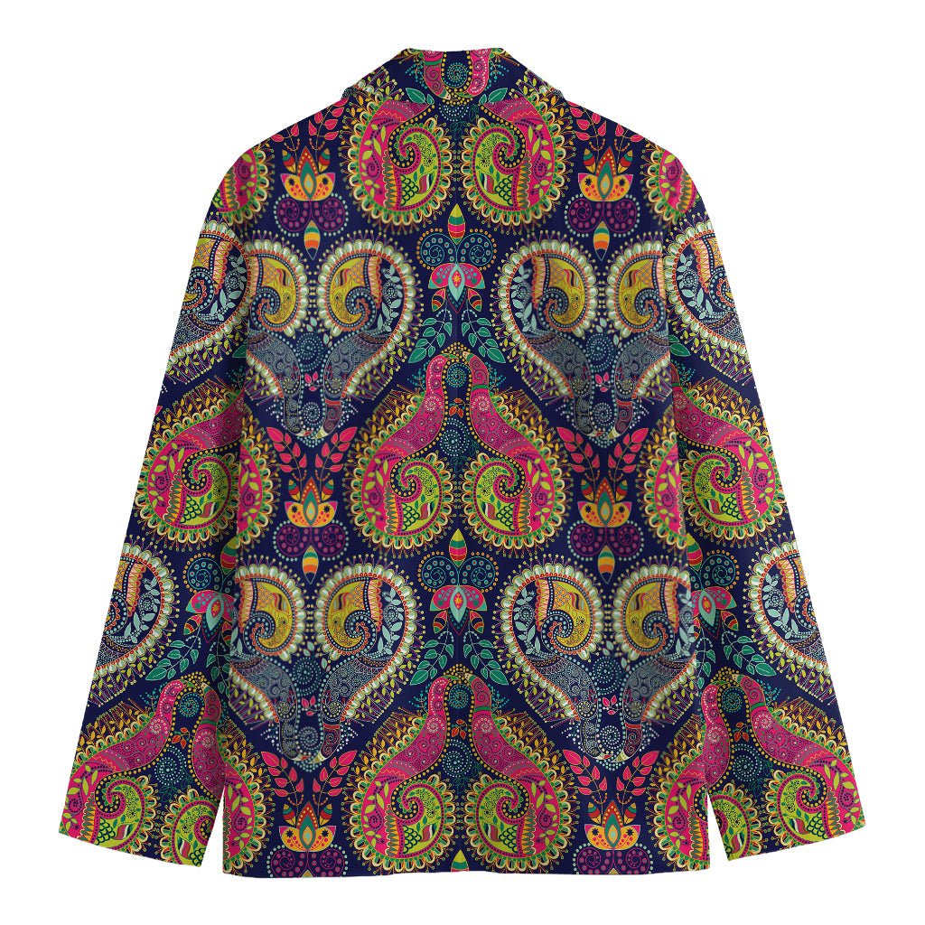 Colorful Boho Paisley Pattern Print Men's Cotton Blazer