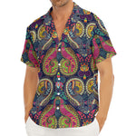 Colorful Boho Paisley Pattern Print Men's Deep V-Neck Shirt