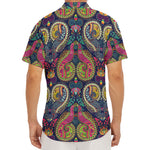 Colorful Boho Paisley Pattern Print Men's Deep V-Neck Shirt