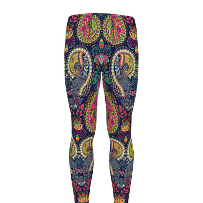 Colorful Boho Paisley Pattern Print Men's leggings