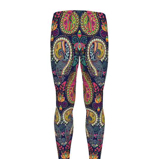 Colorful Boho Paisley Pattern Print Men's leggings