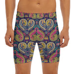 Colorful Boho Paisley Pattern Print Men's Long Boxer Briefs