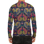 Colorful Boho Paisley Pattern Print Men's Long Sleeve Rash Guard