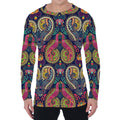 Colorful Boho Paisley Pattern Print Men's Long Sleeve T-Shirt