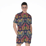 Colorful Boho Paisley Pattern Print Men's Rompers
