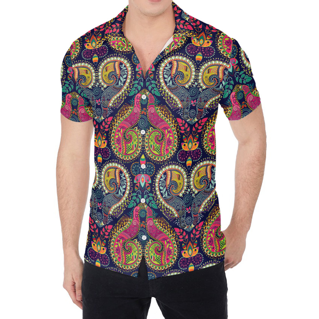 Colorful Boho Paisley Pattern Print Men's Shirt