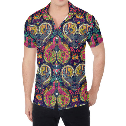 Colorful Boho Paisley Pattern Print Men's Shirt