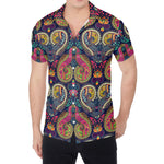 Colorful Boho Paisley Pattern Print Men's Shirt