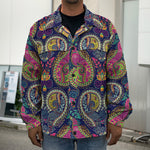 Colorful Boho Paisley Pattern Print Men's Shirt Jacket