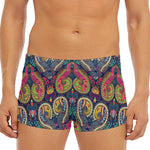 Colorful Boho Paisley Pattern Print Men's Short Boxer Briefs