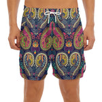 Colorful Boho Paisley Pattern Print Men's Split Running Shorts