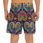 Colorful Boho Paisley Pattern Print Men's Split Running Shorts