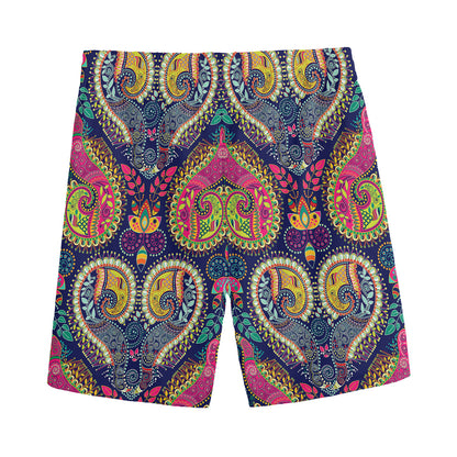 Colorful Boho Paisley Pattern Print Men's Sports Shorts