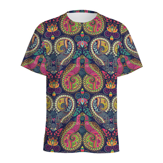 Colorful Boho Paisley Pattern Print Men's Sports T-Shirt