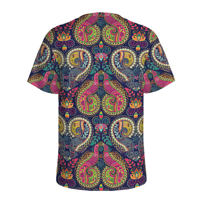 Colorful Boho Paisley Pattern Print Men's Sports T-Shirt