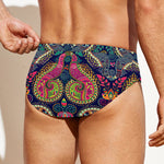 Colorful Boho Paisley Pattern Print Men's Swim Briefs