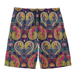 Colorful Boho Paisley Pattern Print Men's Swim Trunks