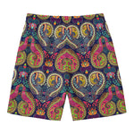 Colorful Boho Paisley Pattern Print Men's Swim Trunks