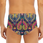 Colorful Boho Paisley Pattern Print Men's Triangle Swim Briefs