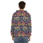 Colorful Boho Paisley Pattern Print Men's Velvet Pullover Hoodie