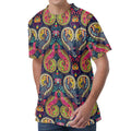 Colorful Boho Paisley Pattern Print Men's Velvet T-Shirt