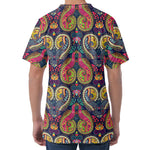 Colorful Boho Paisley Pattern Print Men's Velvet T-Shirt