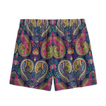 Colorful Boho Paisley Pattern Print Mesh Shorts