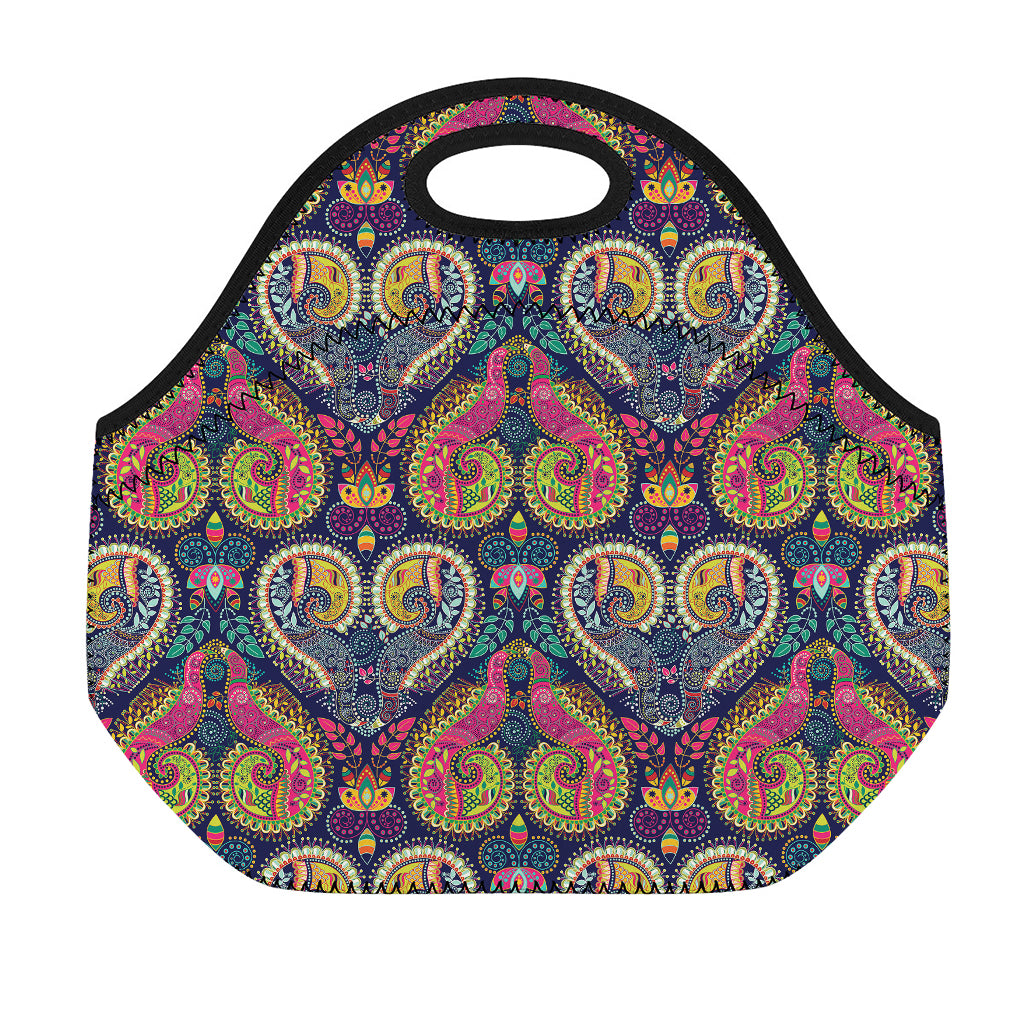 Colorful Boho Paisley Pattern Print Neoprene Lunch Bag