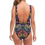 Colorful Boho Paisley Pattern Print One Piece Swimsuit