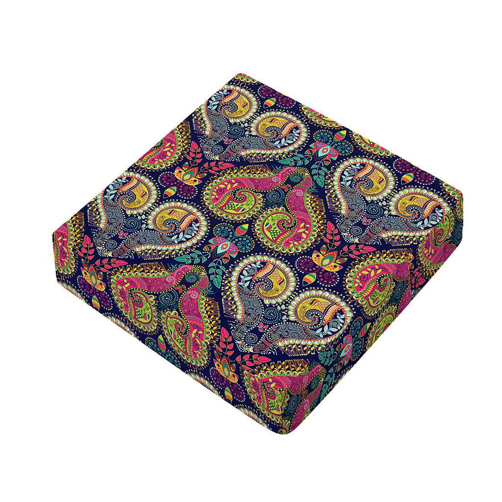 Colorful Boho Paisley Pattern Print Outdoor Seat Cushion Cover