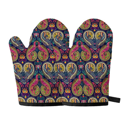 Colorful Boho Paisley Pattern Print Oven Mitts