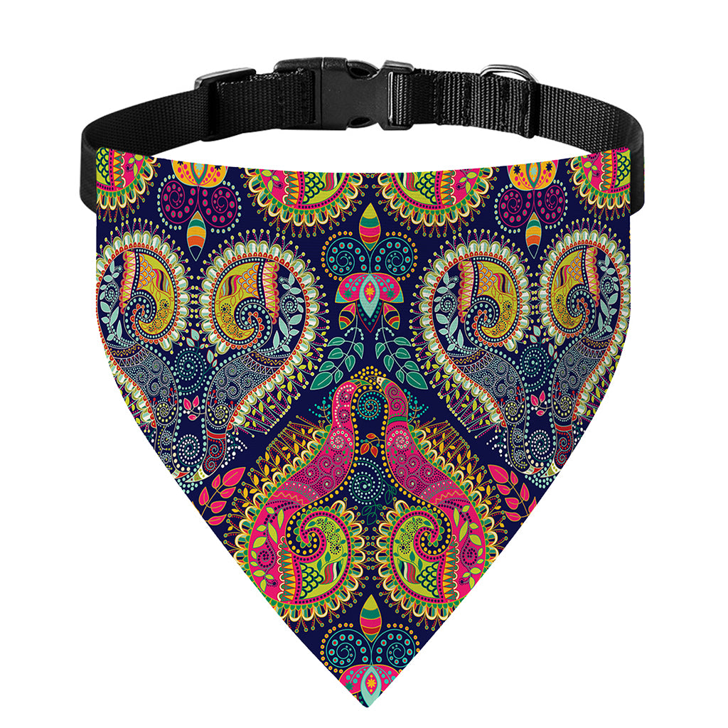 Colorful Boho Paisley Pattern Print Over The Collar Dog Bandana