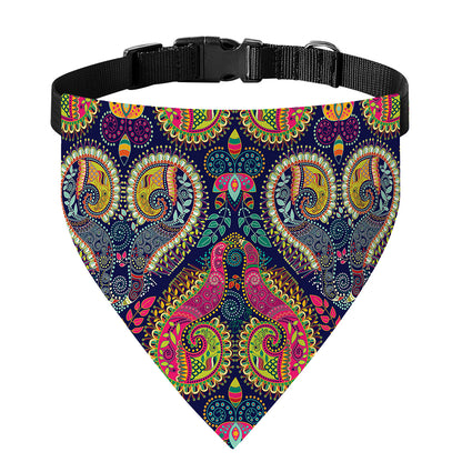 Colorful Boho Paisley Pattern Print Over The Collar Dog Bandana