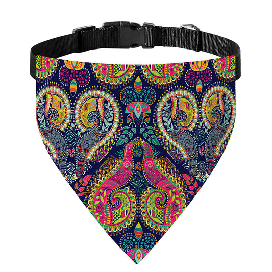 Colorful Boho Paisley Pattern Print Over The Collar Dog Bandana