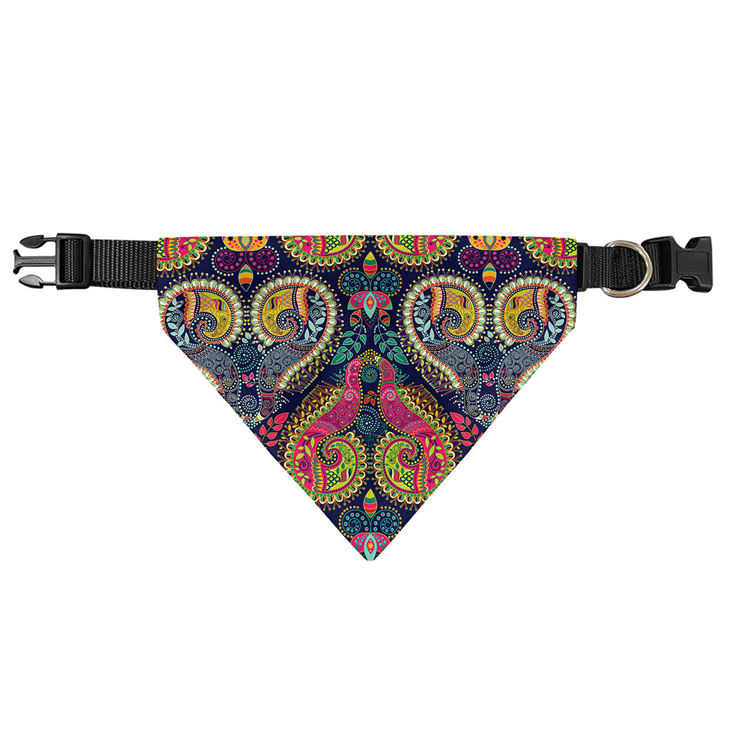 Colorful Boho Paisley Pattern Print Over The Collar Dog Bandana