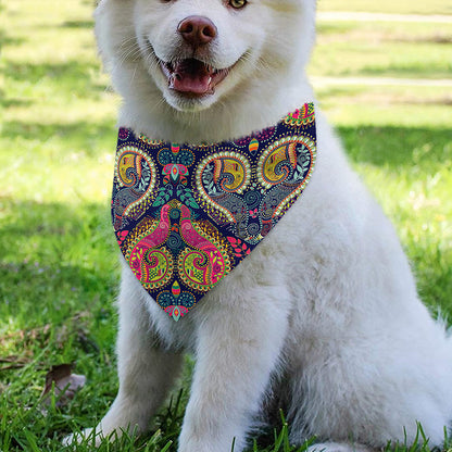 Colorful Boho Paisley Pattern Print Over The Collar Dog Bandana