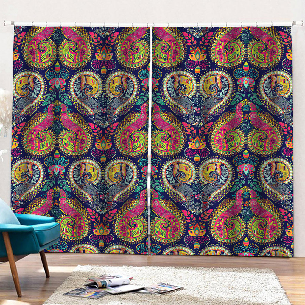 Colorful Boho Paisley Pattern Print Pencil Pleat Curtains