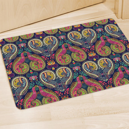Colorful Boho Paisley Pattern Print Polyester Doormat