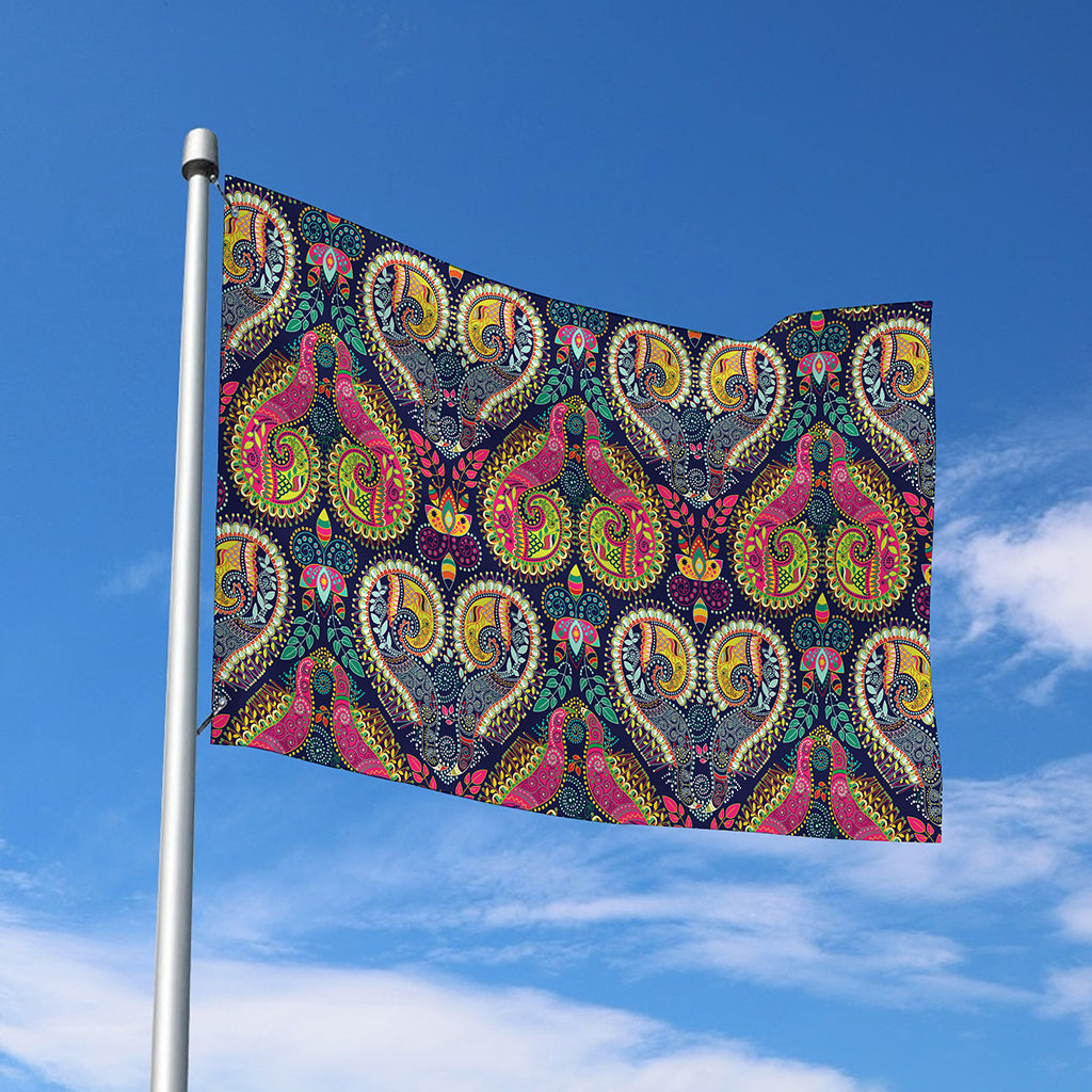 Colorful Boho Paisley Pattern Print Polyester Flag