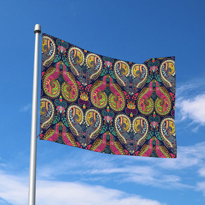 Colorful Boho Paisley Pattern Print Polyester Flag